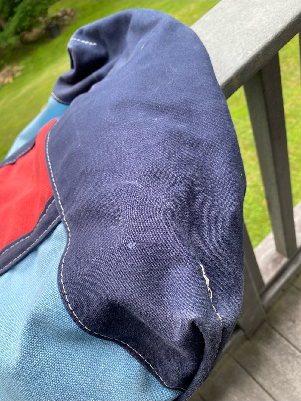 L.L.Bean BOAT AND TOTE Extra Large 0AVH3 Dark Blue Light Blue Red Pocket - Picture 12 of 17